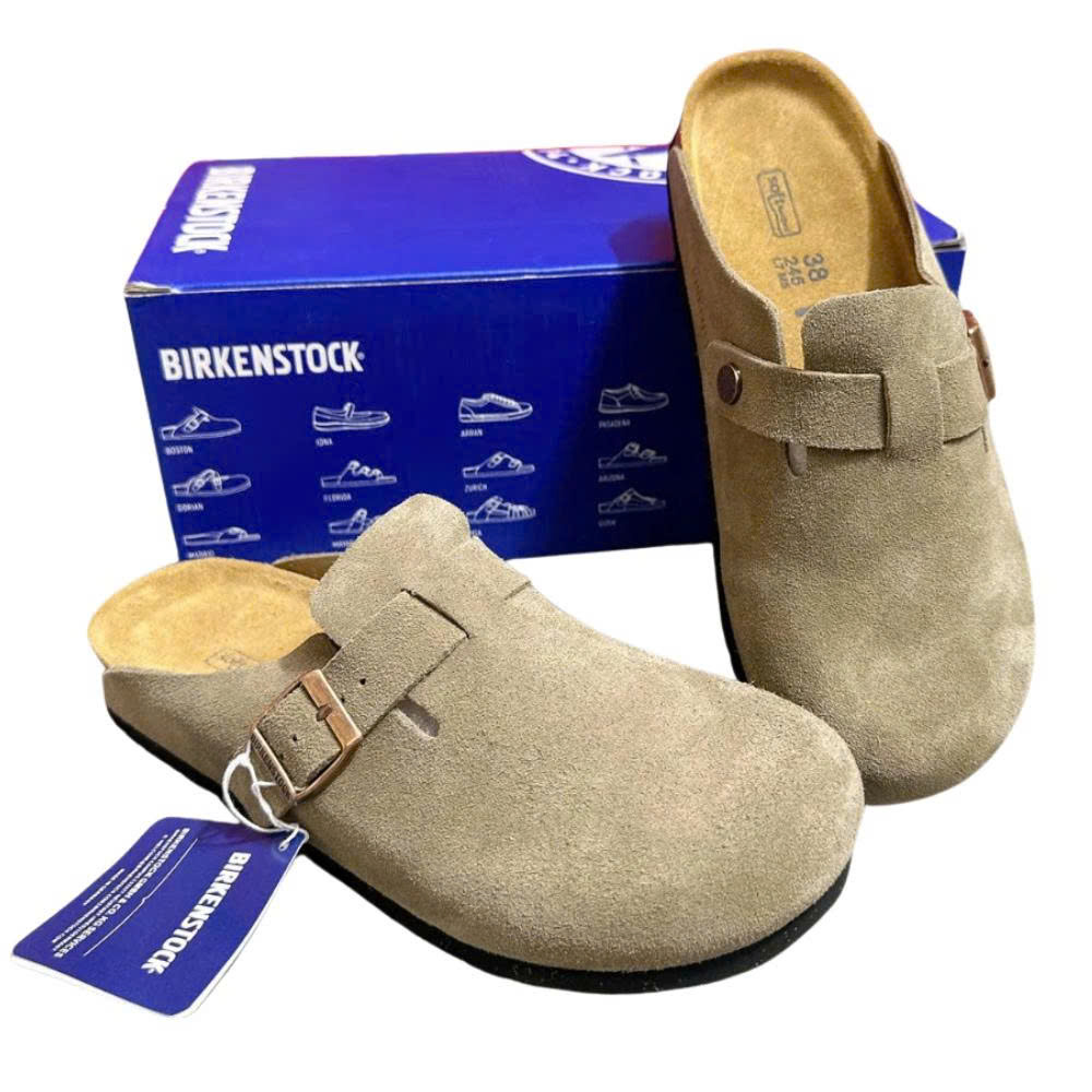 Birkenstock Boston Clogs Suede Leather Taupe - Lightweight & Comfy Unisex Clogs